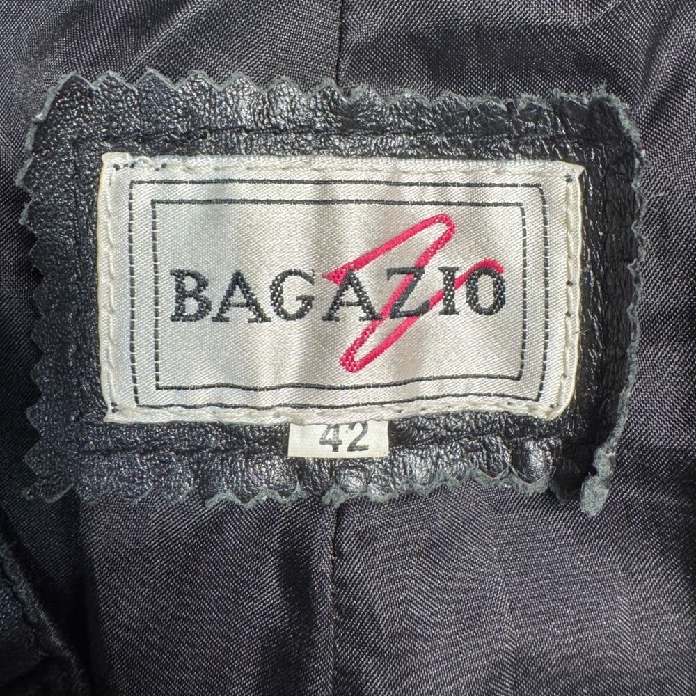 Bagazio Vintage Mens Leather Pants Size 42 Black Pleated Front Trousers Biker - Picture 4 of 12